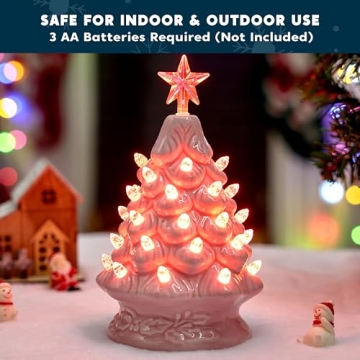 Joiedomi 7" Pink Ceramic Christmas Tree for Festive Decor