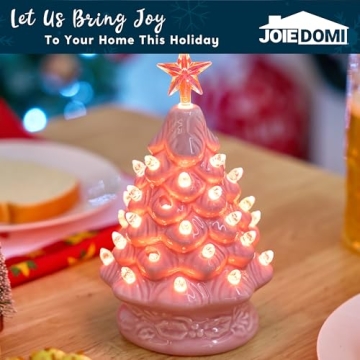 Joiedomi 7" Pink Ceramic Christmas Tree for Festive Decor
