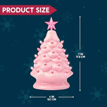 Joiedomi 7" Pink Ceramic Christmas Tree for Festive Decor