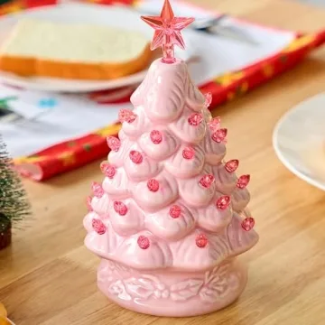 Joiedomi 7" Pink Ceramic Christmas Tree for Festive Decor