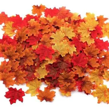 Moon Boat 1100PCS Fall Artificial Maple Leaves Thanksgiving Autumn Leaf Wedding Party Table Decor,Multicolored