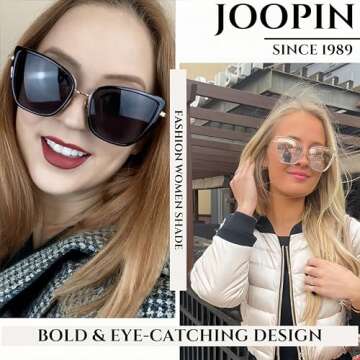 Joopin Oversized Cateye Sunglasses Fashion Cat Eye Sun Glasses UV Protection Trendy Becky Shades for...