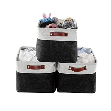 Storage Baskets for Shelves, Closet Storage Bins for Organization, Fabric Bins Cube W/Handles for Or...