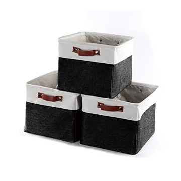 Storage Baskets for Shelves - Fabric Bins with Handles