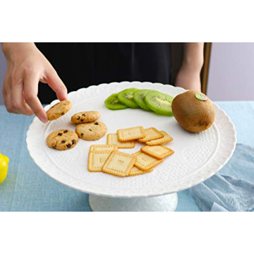 Jusalpha® 12 Inches White Porcelain Decorative Cake Stand-Cupcake Stand (CS01 - Glass Dome)