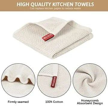 Nialnant 6 Pack 100% Cotton Waffle Weave Kitchen Towels,Soft and Absorbent Kitchen Dish Rags, Dish Cloths for Washing Dishes 12x12 Inches, Beige