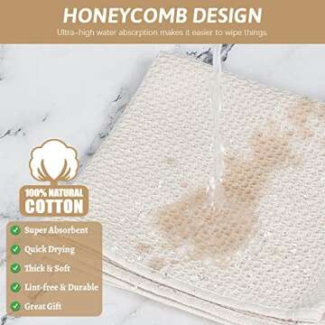 Nialnant 6 Pack 100% Cotton Waffle Weave Kitchen Towels,Soft and Absorbent Kitchen Dish Rags, Dish Cloths for Washing Dishes 12x12 Inches, Beige