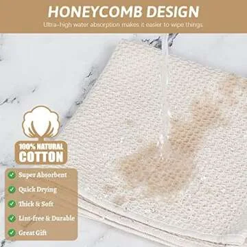 Nialnant 6 Pack 100% Cotton Waffle Weave Kitchen Towels,Soft and Absorbent Kitchen Dish Rags, Dish Cloths for Washing Dishes 12x12 Inches, Beige