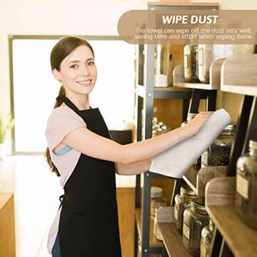 Nialnant 6 Pack 100% Cotton Waffle Weave Kitchen Towels,Soft and Absorbent Kitchen Dish Rags, Dish Cloths for Washing Dishes 12x12 Inches, Beige