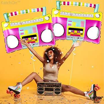 KatchOn, Large Boombox Balloon Set - 22 Inch | 90s Balloons for 90s Party Decorations, Disco Party D...