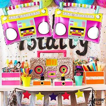 KatchOn, Large Boombox Balloon Set - 22 Inch | 90s Balloons for 90s Party Decorations, Disco Party Decorations | 80s Balloons, Boom Box Balloons for Roller Skate Party Decorations | Boombox Balloons