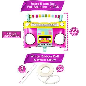 KatchOn, Large Boombox Balloon Set - 22 Inch | 90s Balloons for 90s Party Decorations, Disco Party Decorations | 80s Balloons, Boom Box Balloons for Roller Skate Party Decorations | Boombox Balloons