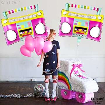 KatchOn, Large Boombox Balloon Set - 22 Inch | 90s Balloons for 90s Party Decorations, Disco Party Decorations | 80s Balloons, Boom Box Balloons for Roller Skate Party Decorations | Boombox Balloons
