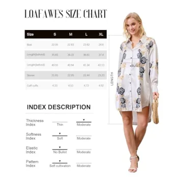 Loafawes Women's Button Down Floral Print Shirt Dress Fall Fashion Long Sleeve Oversized Lightweight Blouses Tops White