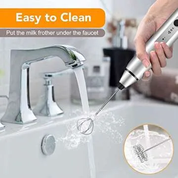 Milk Frother Handheld, Gbivbe Rechargeable Whisk Drink Mixer for Coffee with Art Stencils, Coffee Mi...