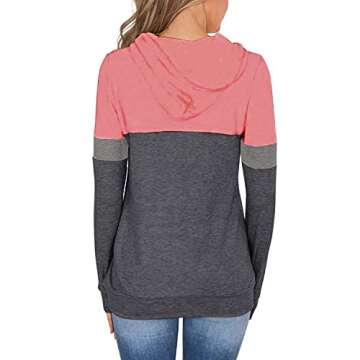 Womens Fall Fashion 2024 Long Sleeve Shirts for Women Tops Trendy Sweatshirts Hoodies Fashion Outfits Clothes Ladies Casual Tunics Pink Gray Medium
