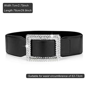 Weenkeey Women's Elastic Wide Waist Belt Stretchy Retro Cinch Belts Fashion Waistband with Rhineston...