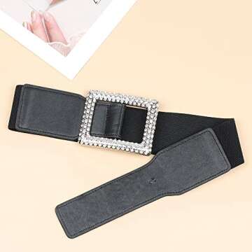 Weenkeey Women's Chic Elastic Wide Waist Belt for Dresses