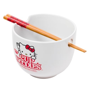 Hello Kitty Cup Noodles Ceramic Bowl with Chopsticks - 20 oz