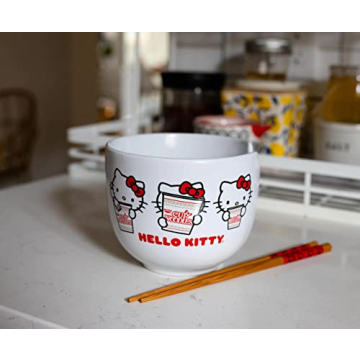 Hello Kitty Ceramic Bowl with Chopsticks - 20oz