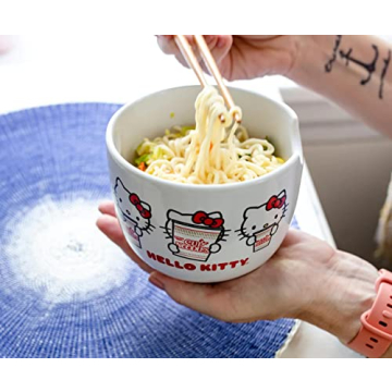 Hello Kitty Ceramic Bowl with Chopsticks - 20oz