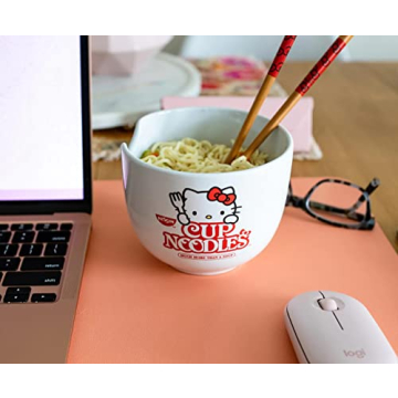 Hello Kitty Ceramic Bowl with Chopsticks - 20oz