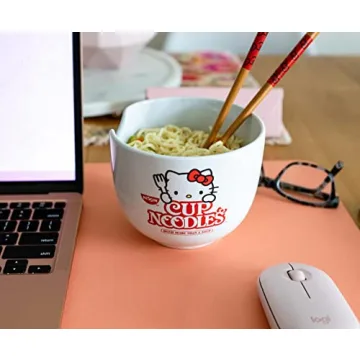 Hello Kitty Ceramic Bowl with Chopsticks - 20oz
