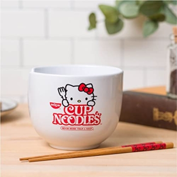 Hello Kitty Ceramic Bowl with Chopsticks - 20oz