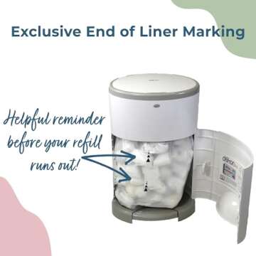 Diaper Dekor Classic Diaper Pail Refills, Most Economical Refill System | Quick & Easy to Replace | No Preset Bag Size Use Only What You Need | Exclusive End-of-Liner Marking, Multicolor