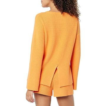 Alice Ribbed Pullover Sweater Back Slit Comfort Style
