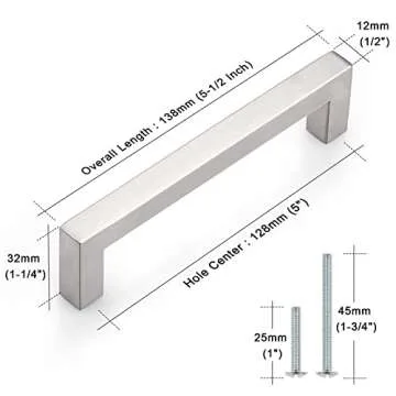 Probrico Stylish Square Cabinet Handles - 15 Pack