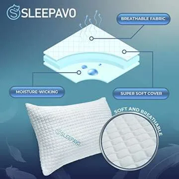Shredded Memory Foam Pillows - Gel Pillow Queen Size Set of 2 - Gel Cooling Memory Foam Pillows for Bed - Bed Pillows for Sleeping 2 Pack - Adjustable Queen Pillows 2 Pack - Extra Firm