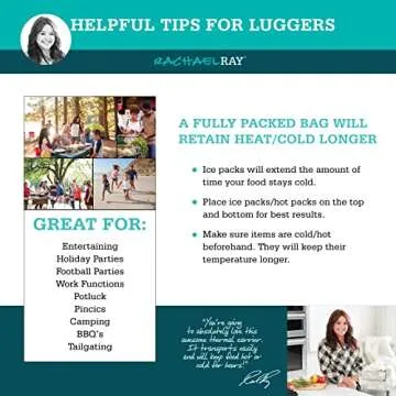 Rachael Ray Expandable Insulated Casserole Carrier for Hot or Cold Food, Thermal Lasanga Lugger Tote for Pockluck, Parties, Picnic, and Cookouts, Fits 9" x 13" Baking Dish, Burgundy