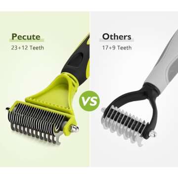 Pecute Pet Dematting Tool 2 Pack - Double Sided Undercoat Rake & Dematting Comb for Detangling Matted or Knotted Undercoat Hair, Great for Medium or Long-haired Dogs & Cats