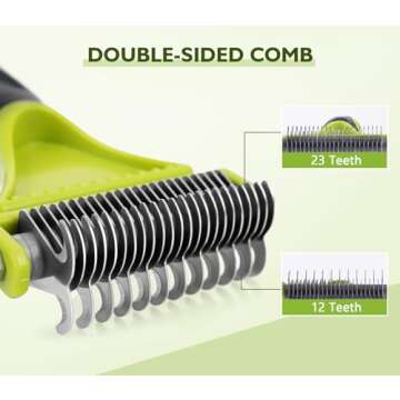 Pecute Pet Dematting Tool 2 Pack - Double Sided Undercoat Rake & Dematting Comb for Detangling Matted or Knotted Undercoat Hair, Great for Medium or Long-haired Dogs & Cats