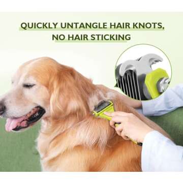 Pecute Pet Dematting Tool 2 Pack - Double Sided Undercoat Rake & Dematting Comb for Detangling Matted or Knotted Undercoat Hair, Great for Medium or Long-haired Dogs & Cats