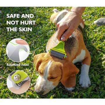 Pecute Pet Dematting Tool 2 Pack - Double Sided Undercoat Rake & Dematting Comb for Detangling Matted or Knotted Undercoat Hair, Great for Medium or Long-haired Dogs & Cats