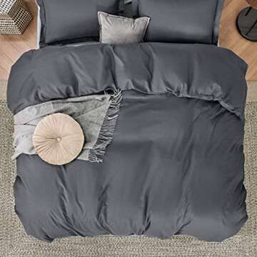 Bedsure Duvet Cover California King Size - Soft Double Brushed Bedding Set for Kids & Adults, Zipper Closure, 3 Pieces, Includes 1 Duvet Cover (104"x98") & 2 Pillow Shams, NO Comforter, Dark Grey