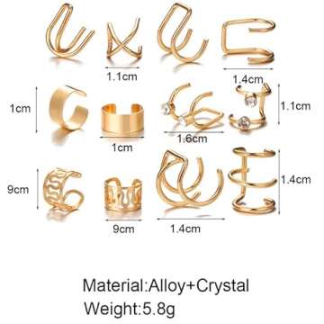 24 Pcs Gold Silver Hair Braids Dreadlock Non-Piercing Ear Clip Beard Beads Cuffs Clip Hair for Women Men Hair Accessories Styling Jewelry Tools