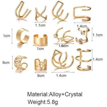 Stylish 24 Pcs Non-Piercing Ear Cuffs for Men & Women