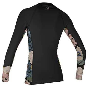 O'Neill Wetsuits Women's Standard Graphic Long Sleeve Sun Shirt, Black/Twiggy, X-Small