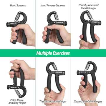 NIYIKOW Grip Strength Trainer, Hand Grip Strengthener, Adjustable Resistance 22-132Lbs (10-60kg), Forearm Strengthener, Perfect for Musicians Athletes (Black, 1 Pack)