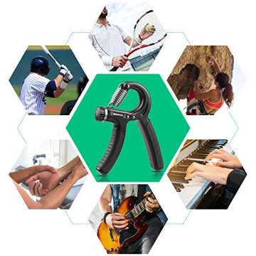 NIYIKOW Grip Strength Trainer, Hand Grip Strengthener, Adjustable Resistance 22-132Lbs (10-60kg), Forearm Strengthener, Perfect for Musicians Athletes (Black, 1 Pack)