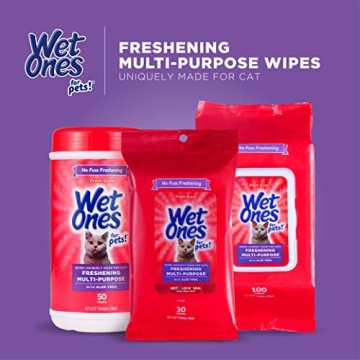 Wet Ones Cat Cleaning Wipes - Fresh & Aloe Vera 50 Count