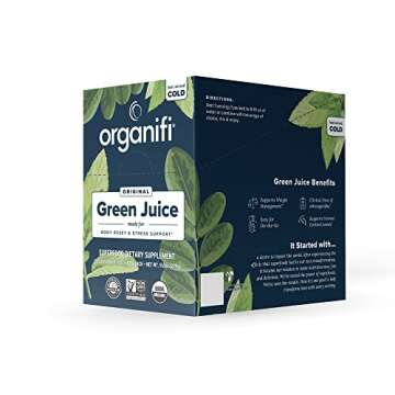 Organifi: GO Packs - Green Juice - Organic Superfood Supplement Powder - 30 Travel Packs - Organic Vegan Greens - Hydrates and Revitalizes