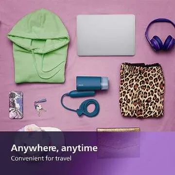 Philips 3000 Series Handheld Travel Steamer, Compact & Foldable, Fast Heat Up, 3.3oz Capacity, up to 20g/min Continuous steam, No Ironing Board Needed, Blue (STH3000/20)