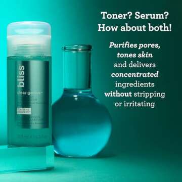 Bliss Fab Foaming Cleanser & Clear Genius Toner + Serum | Pore Purifying Duo for Clear Skin | 2 Step Skincare Routine | Clean, Vegan, Cruelty-Free
