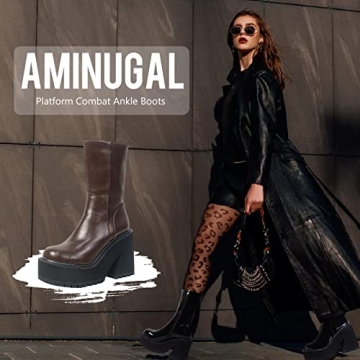 Stylish AMINUGAL Women’s Punk Goth Ankle Boots - Elevate Your Fashion