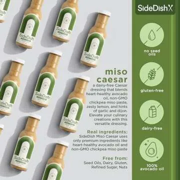 Miso Caesar Dressing (Pack of 3) – Seed Oil Free Salad Dressing Made w/Avocado Oil – Refined Sugar Free, Dairy & Gluten Free Dip & Marinade – Paleo Honey Mustard Dressing for Dips, Sauces - SideDish