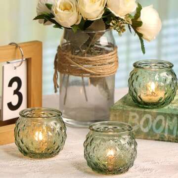 DARJEN Green Candle Holders Set for Weddings and Decor